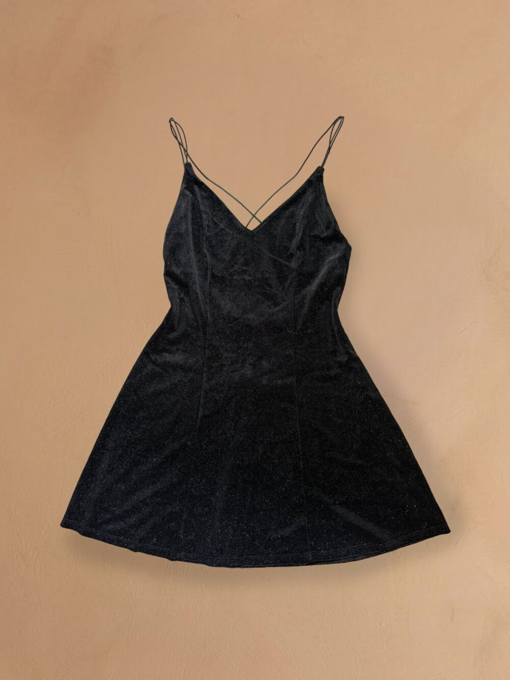 Black Glitter Velvet Mini Slip Dress 90s Party Dress